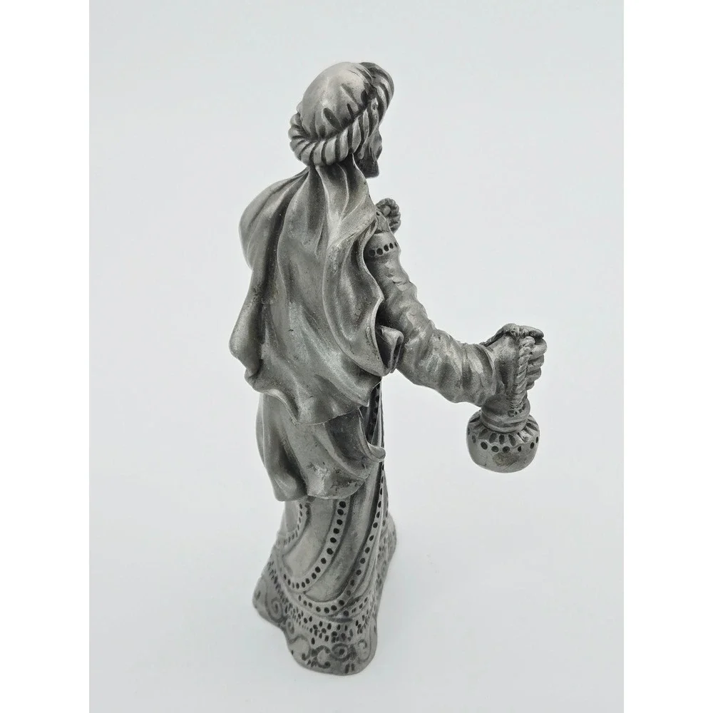 Vintage Lenox Kirk Stieff Pewter Nativity Figurine Wise Man with Lantern 4 inch
